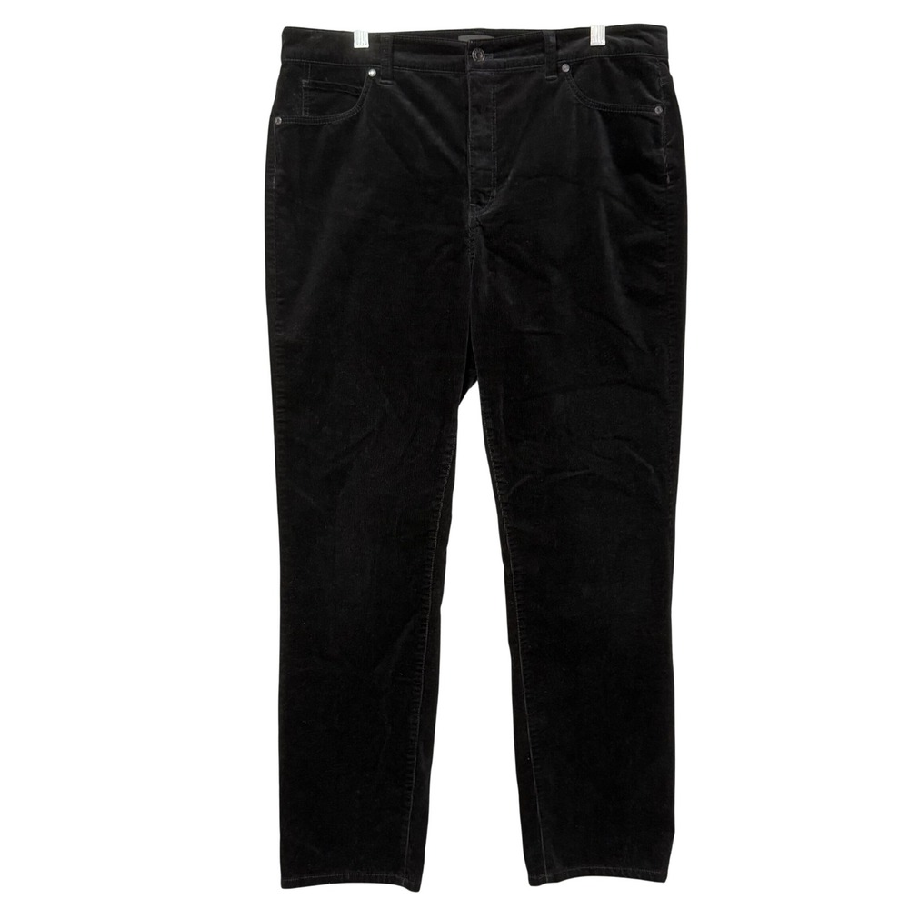 Talbots Corduroy Straight Leg Pant Womens 14 Black Casual Stretch Classic Preppy